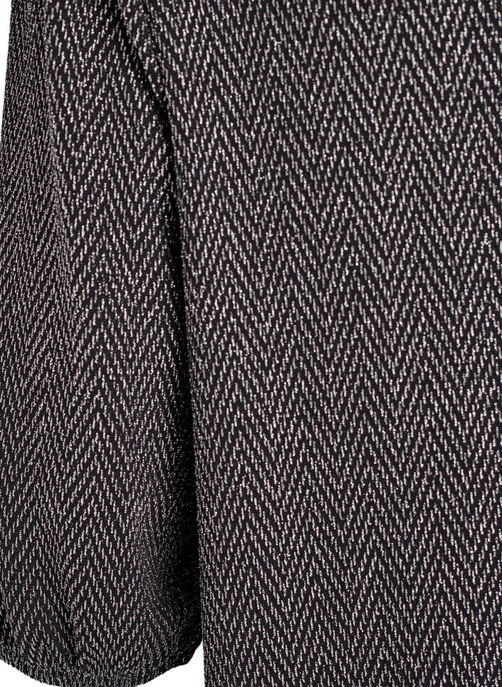 Blouse met glitterpatroon en 3/4 mouwen, Zwart, Packshot image number 3