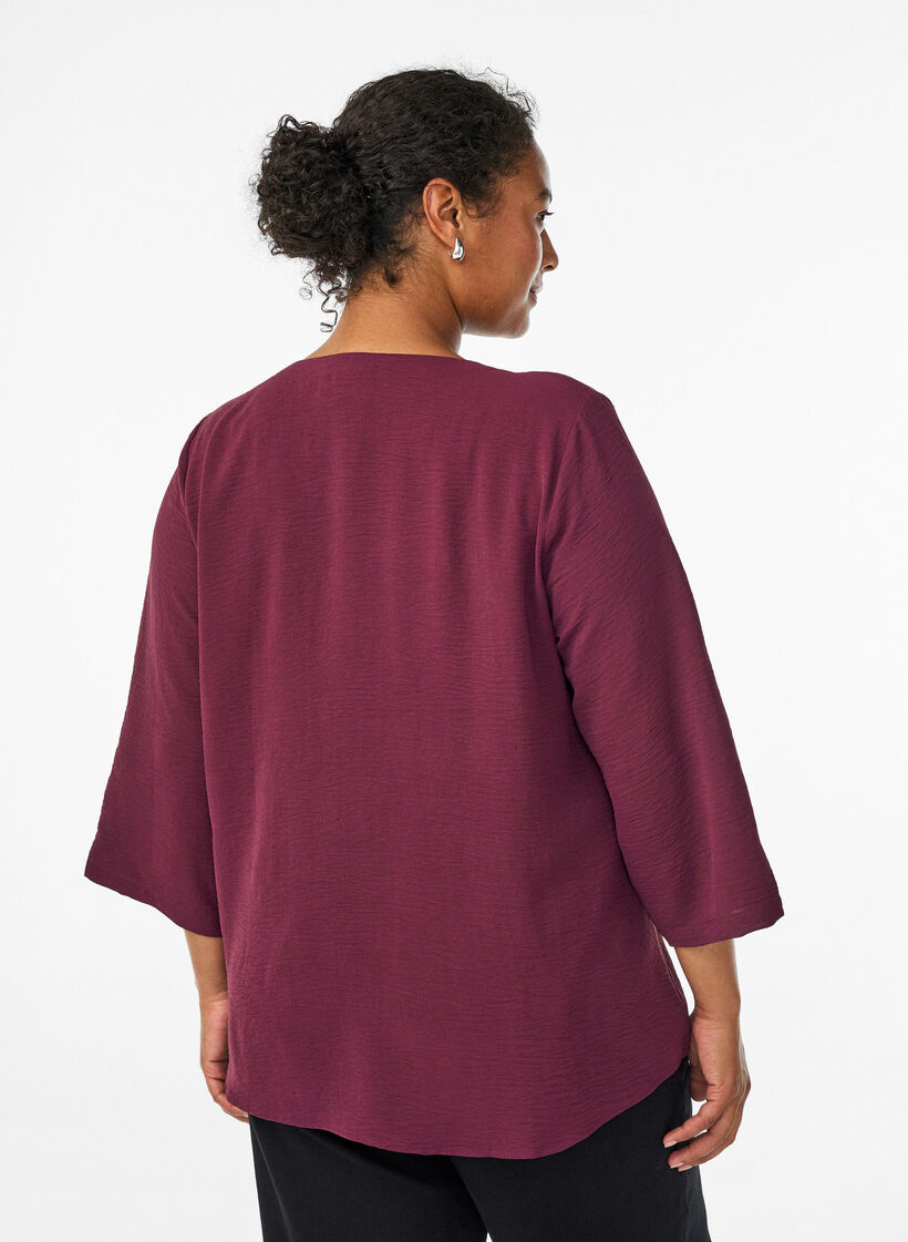 Blouse met 3/4 mouwen, Donker Bordeaux, Model image number 2