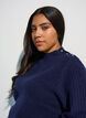 Geribde trui met pofmouwen en knopen, Blauw, Model image number 3