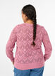 Gebreide blouse met patroon, golvende rand en ronde hals, Roze, Model image number 2