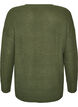 Lange ribgebreide blouse met V-hals, Groen, Packshot image number 1
