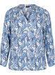 Blouse met lange mouwen, print en V-hals, Vanille, Packshot image number 0