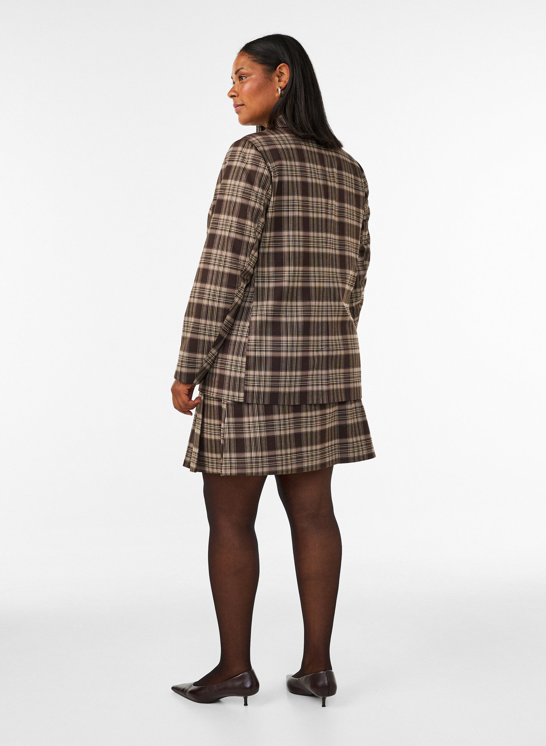 ZizziGeruite blazer met zakken en split achteraan, Bruin, Model image number 2