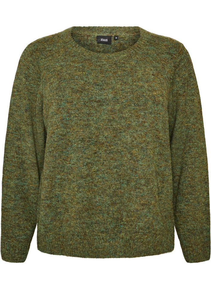 Jumper met ronde hals en losse pasvorm, Groen, Packshot image number 0