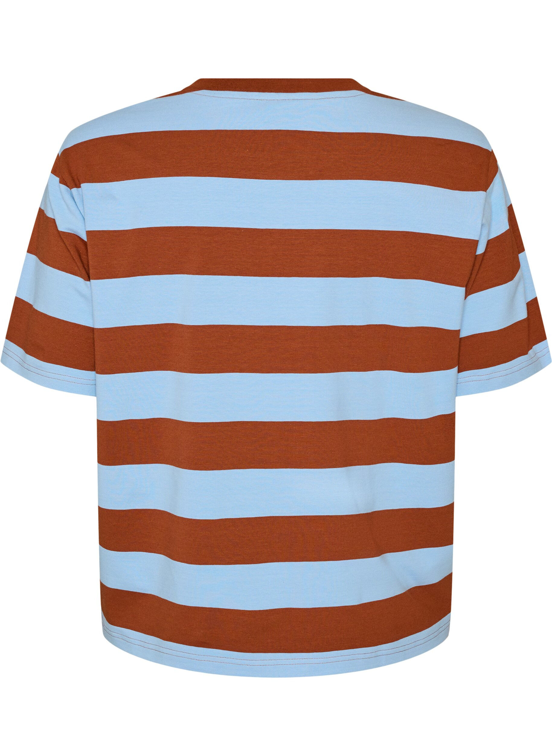 ZizziOversized T-shirt met strepen en 1/2 mouwen, Blauw, Packshot image number 1