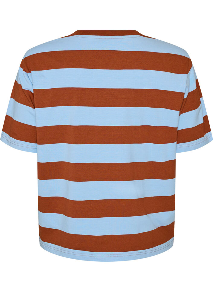 Oversized T-shirt met strepen en 1/2 mouwen, Blauw, Packshot image number 1