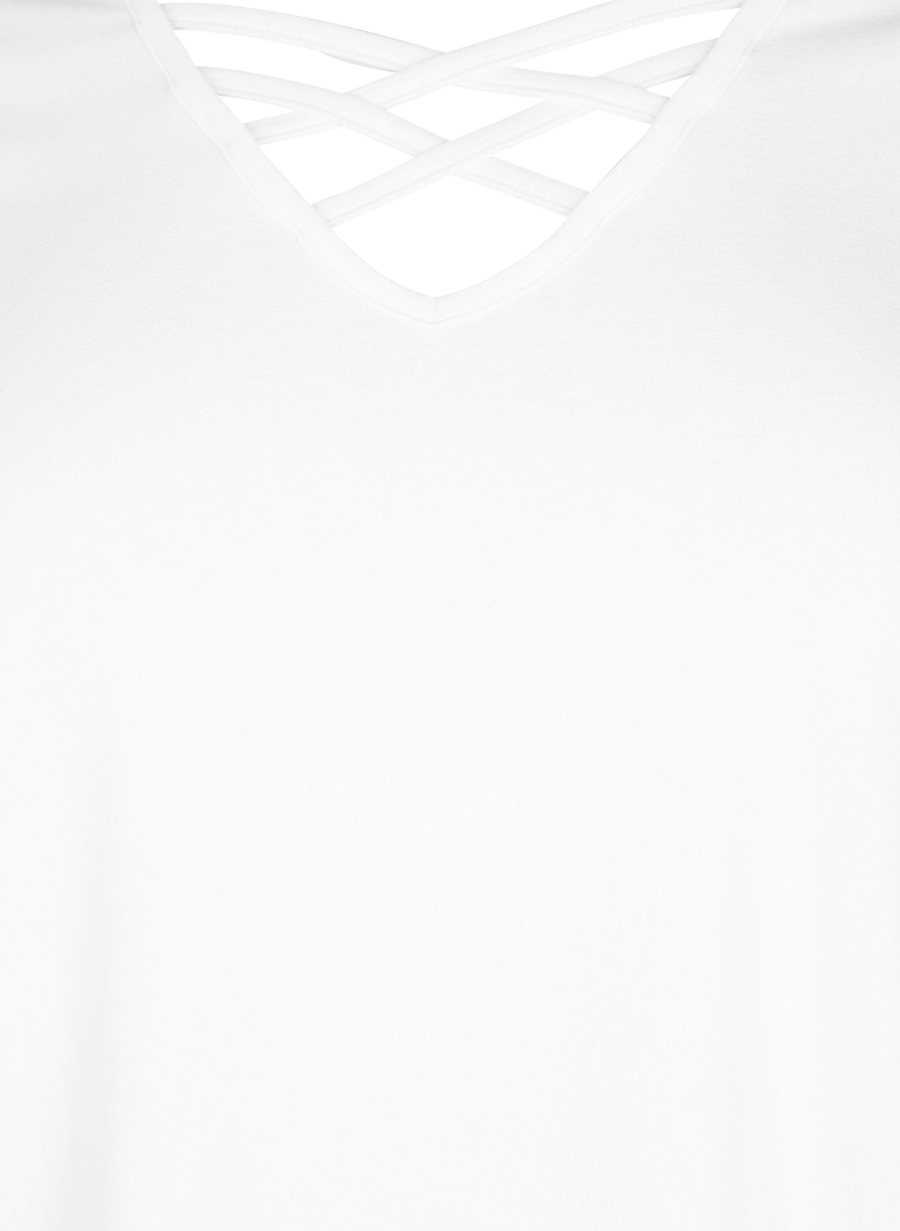 ZizziT-shirt met v-hals en kruisdetail, Warm Off-white, Packshot image number 2