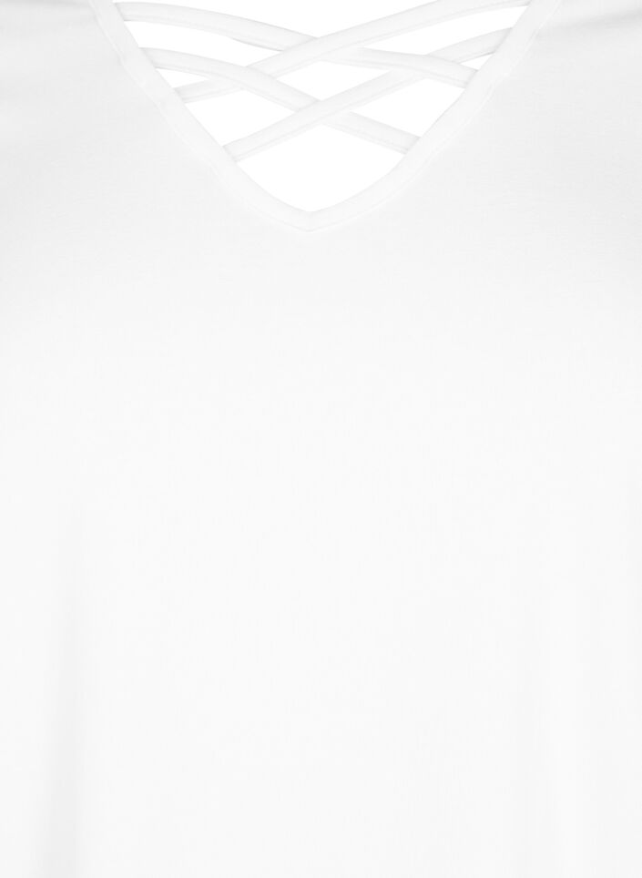 T-shirt met v-hals en kruisdetail, Warm Off-white, Packshot image number 2
