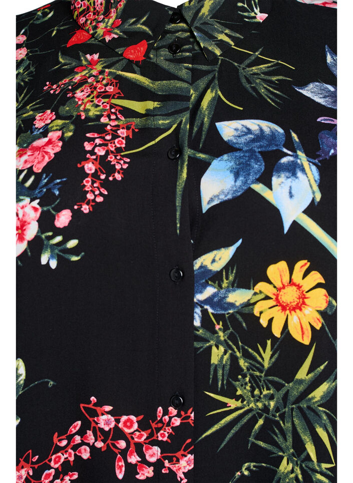 Losvallend lang shirt van viscose, Zwart, Packshot image number 2