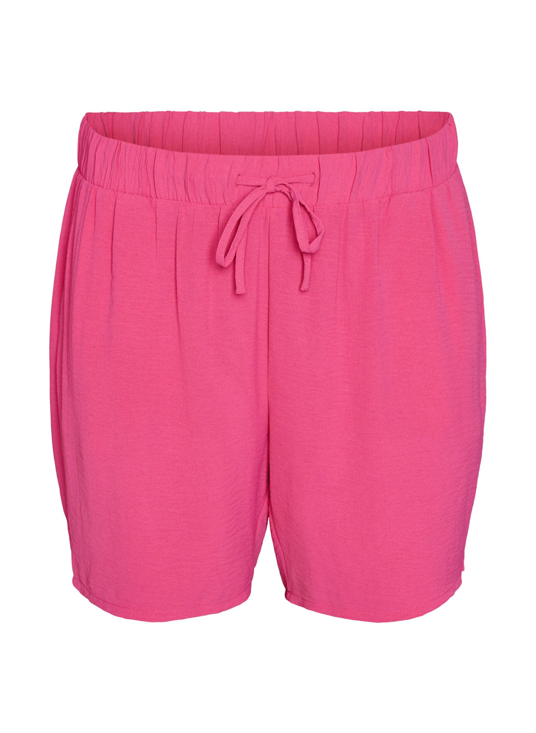 ZizziKorte broek met zakken en elastische tailleband, Roze, Packshot image number 0