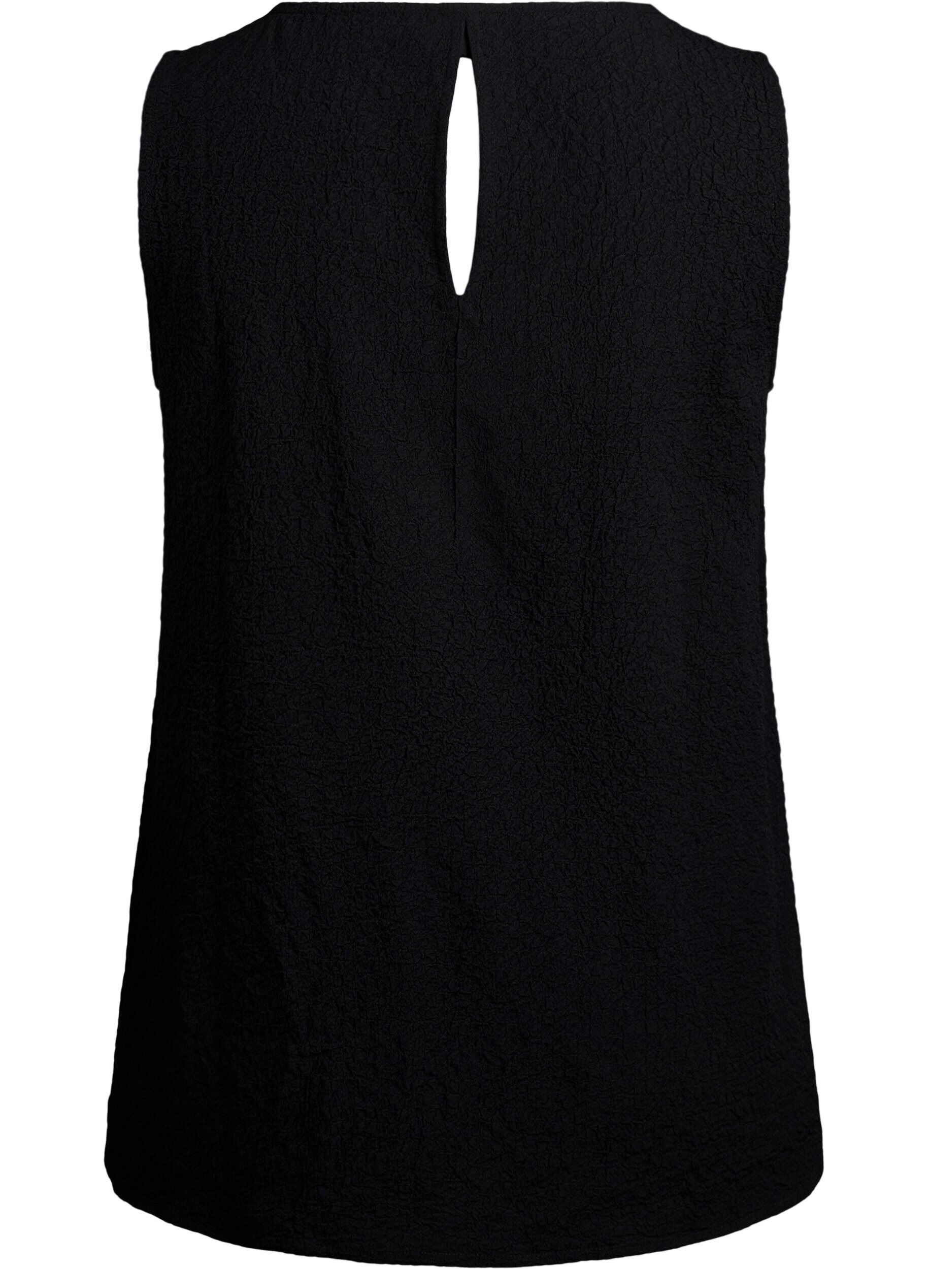 ZizziMouwloze top met textuur, Zwart, Packshot image number 1