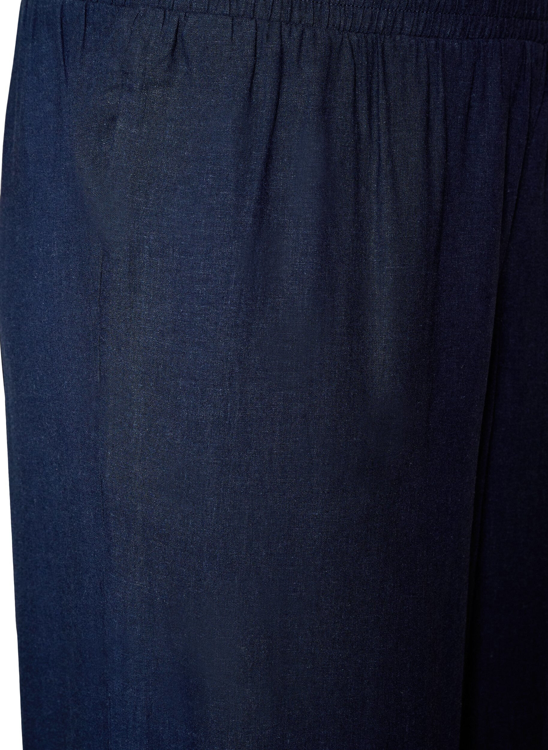 ZizziWijde linnen en viscose broek, Blauw, Packshot image number 2
