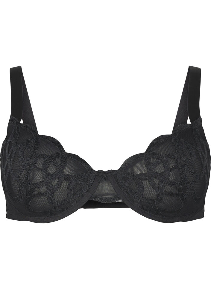 Balconette bh met grafische kanten, Black, Packshot