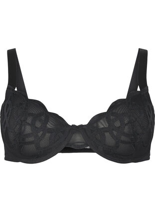 ZizziBalconette bh met grafische kanten, Black, Packshot image number 0