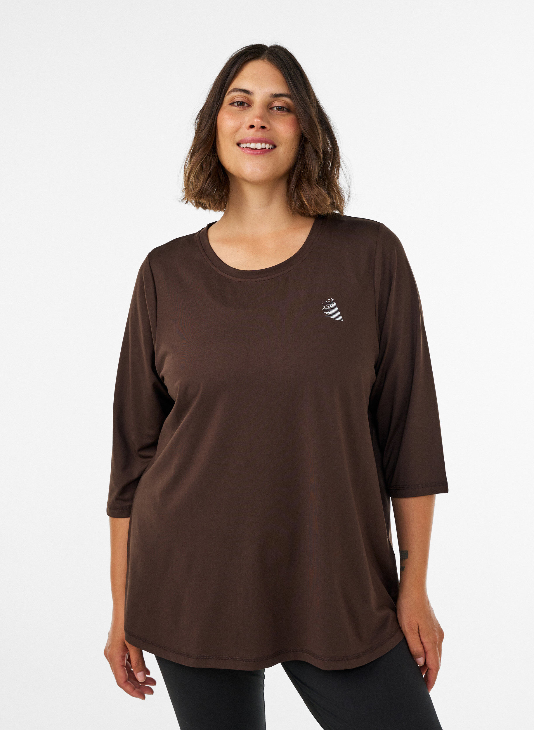 Sporttop met 3/4 mouwen, Bruin, Model