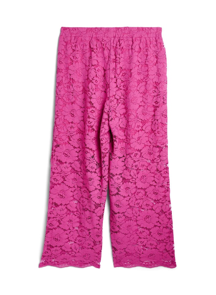 Kanten broek met hoge taille en zakken, Purple Orchid, Packshot