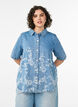 Denimshirt met bloemenprint en korte mouwen, Blauw, Model image number 0