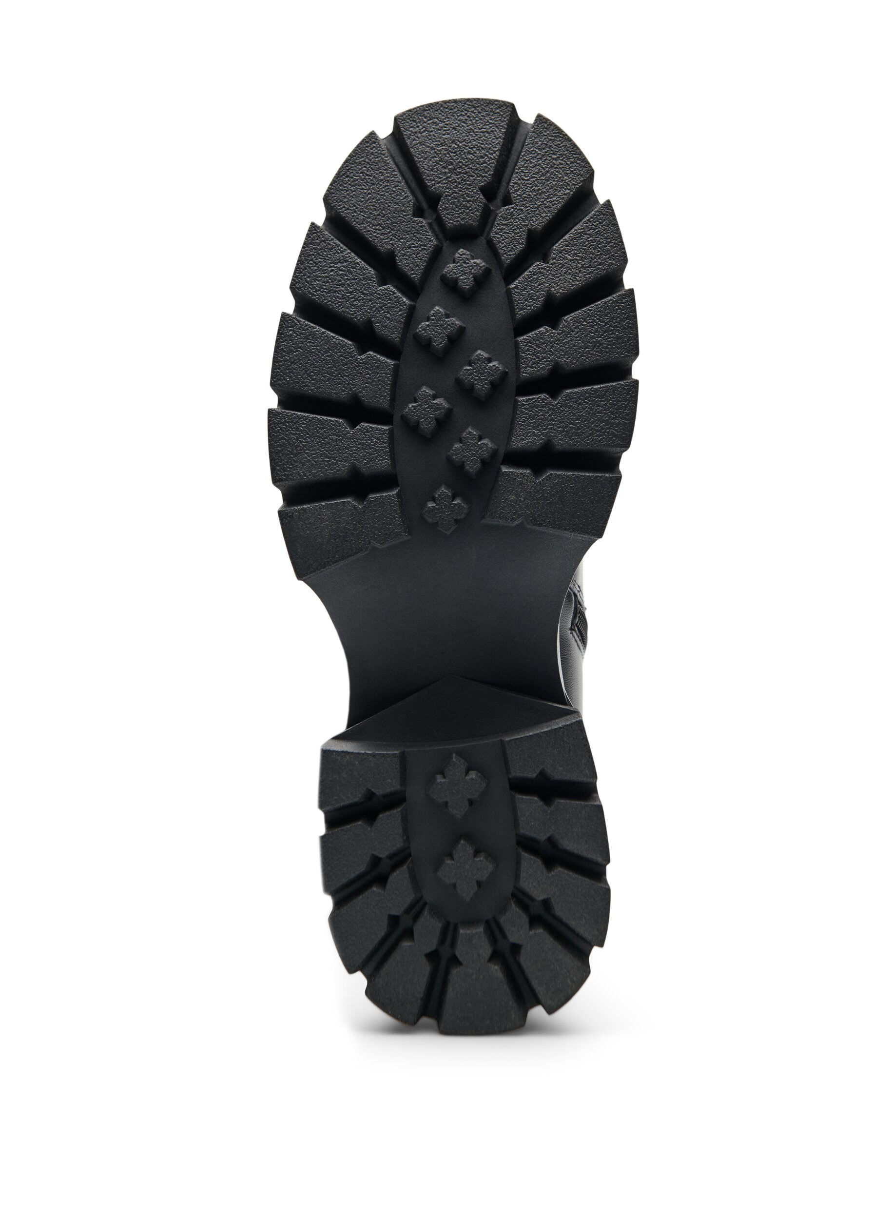 ZizziLange laars in imitatieleer met een grove zool, Zwart, Packshot image number 4