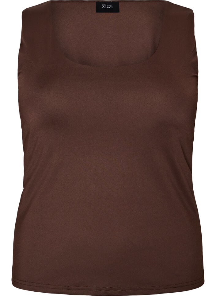 Aansluitende basic top met omkeerbaar design, Bruin, Packshot image number 0