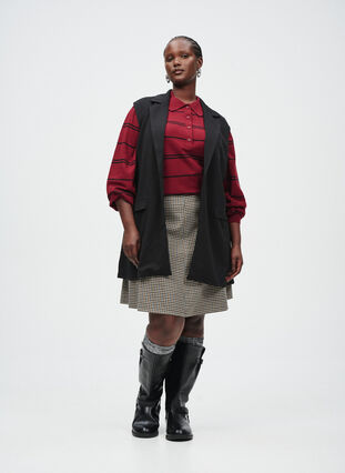 ZizziStrik blouse met kraag, Cabernet Comb., Image image number 0