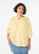 Blouse met smock en 3/4 mouwen, Geel, Model image number 0