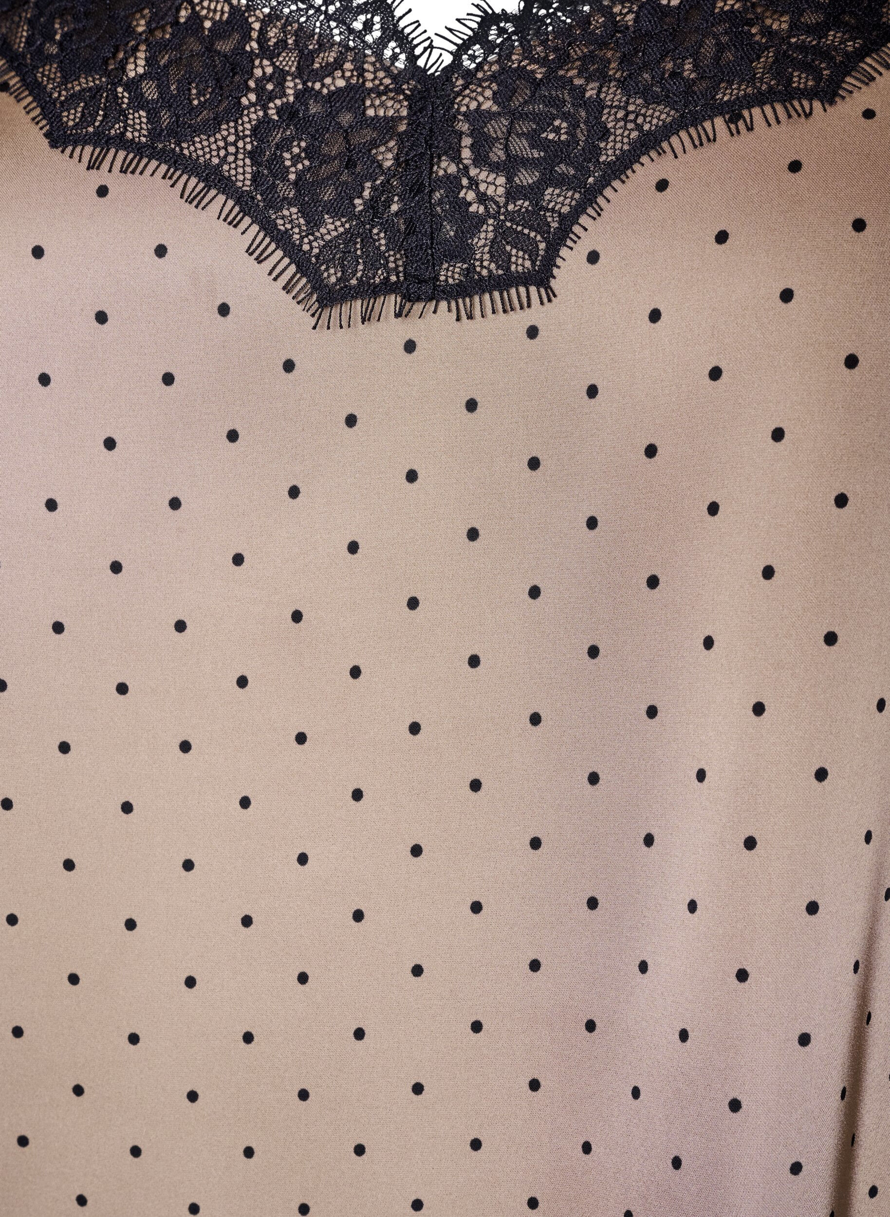 ZizziTop &agrave; fines bretelles avec dentelle et ourlet asym&eacute;trique, Beige, Packshot image number 2