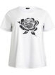 T-shirt in biologisch katoen met bloemenprint, B. White w. Rose, Packshot image number 0