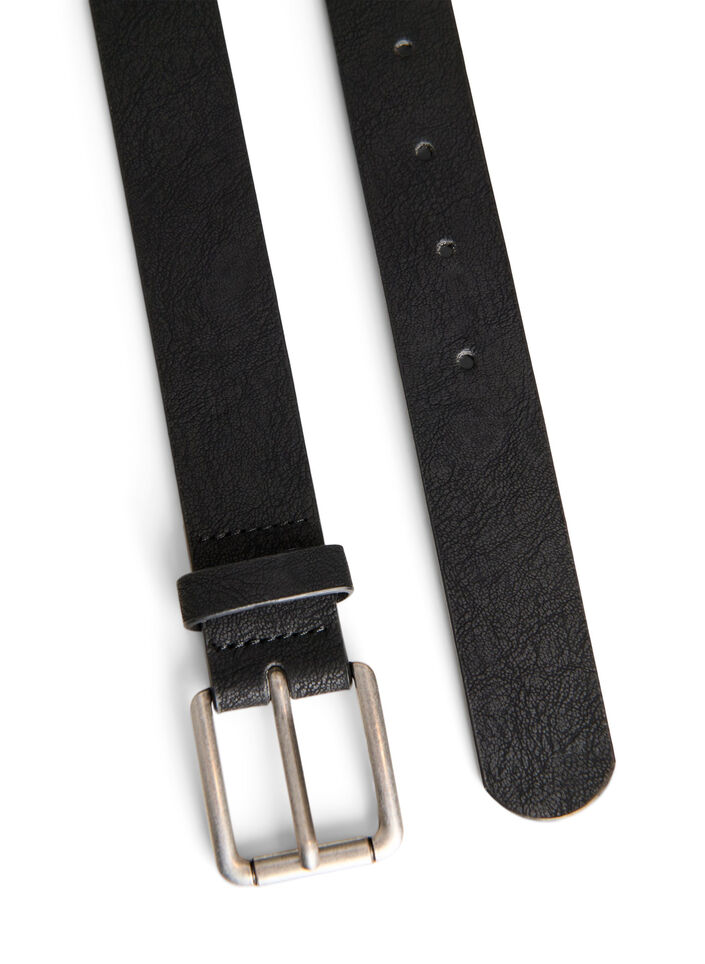 Riem in leer-mix met klassieke gesp, Zwart, Packshot image number 2