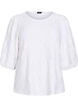 Blouse met textuur en 3/4 mouwen, Wit, Packshot image number 0
