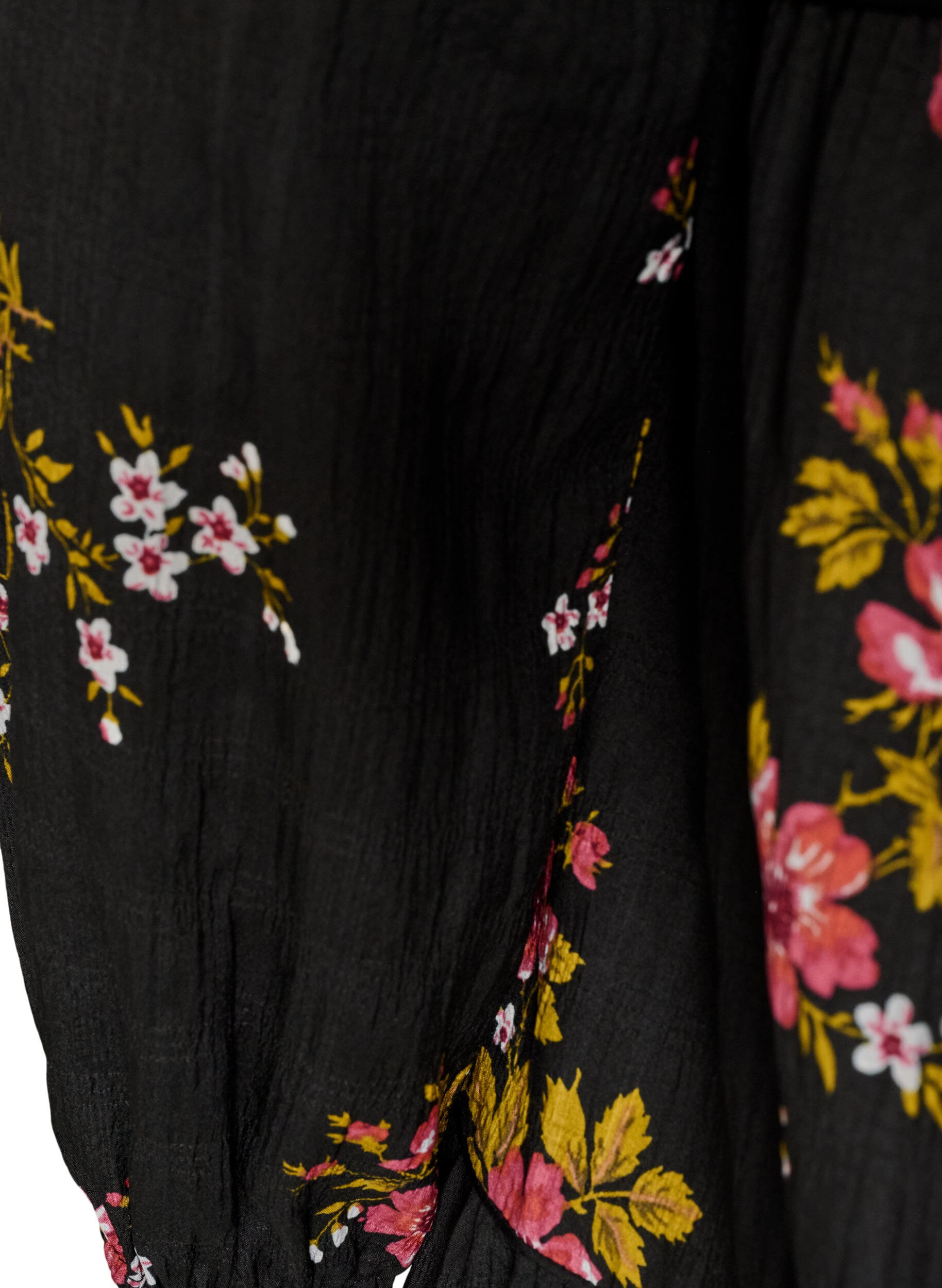 ZizziJurk met bloemenprint en striksluiting, Zwart, Packshot image number 3
