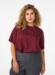 Blouse met korte mouwen en diagonale knoopsluiting, Rood, Model image number 0