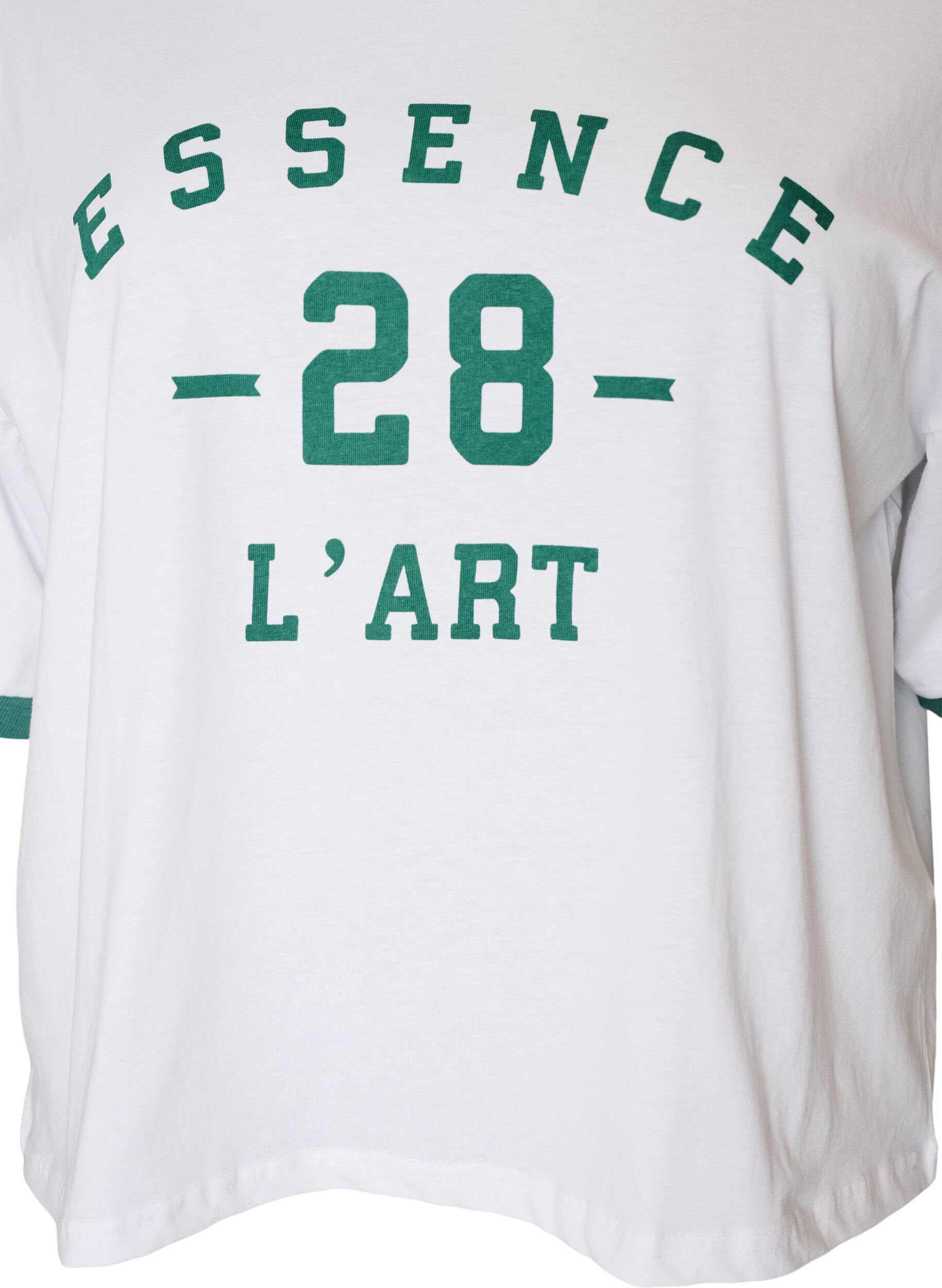 Zizzi T-shirt en coton avec imprim&eacute; texte et coupe boxy, Blanc, Packshot image number 2