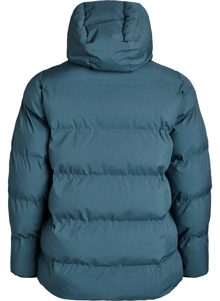Korte gewatteerde jas met afneembare capuchon, Groen, Packshot image number 1