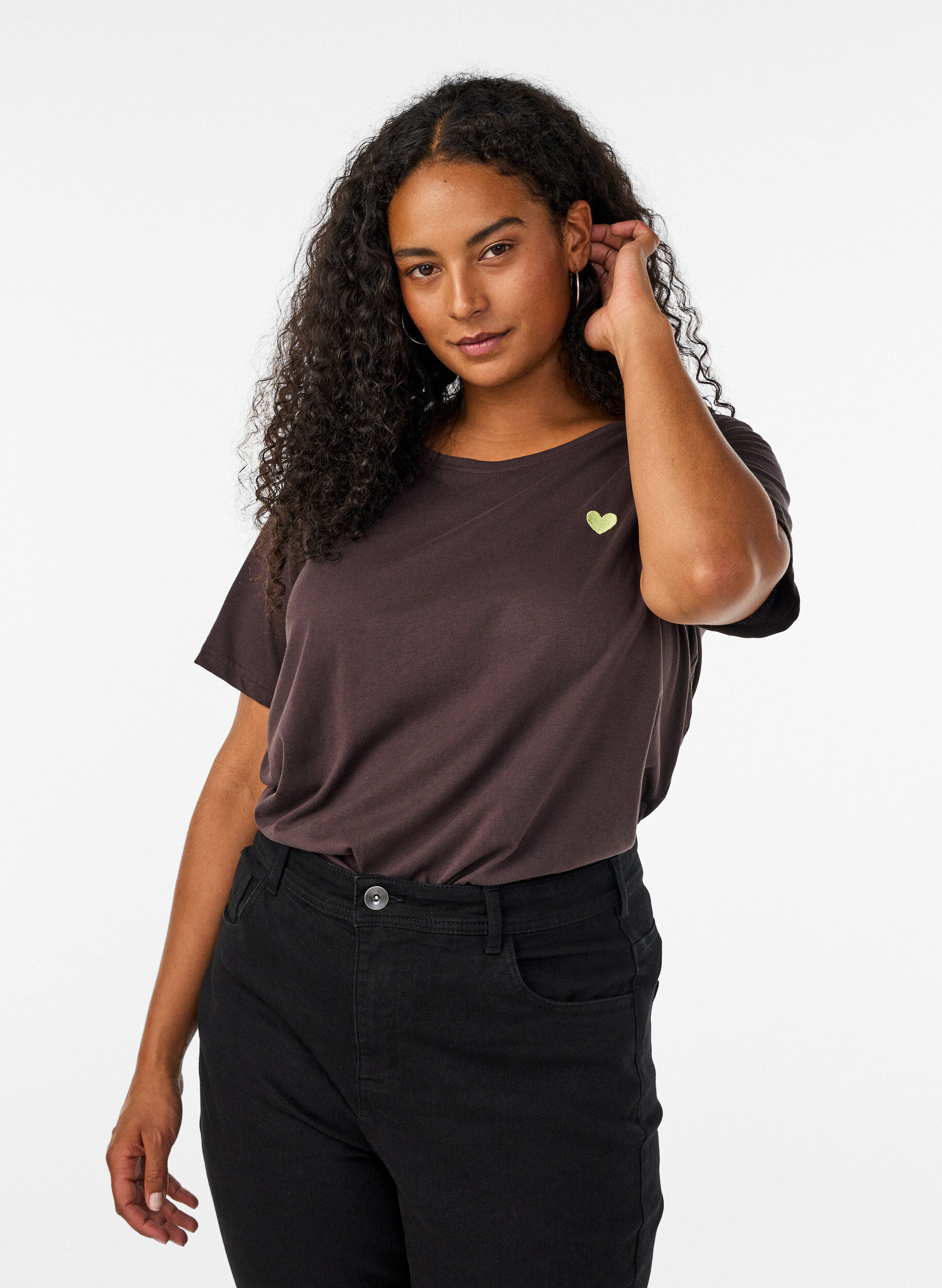 T-shirt met print, Bruin, Model