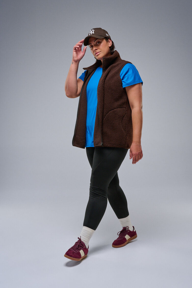 Bruin vest met rits, , Model