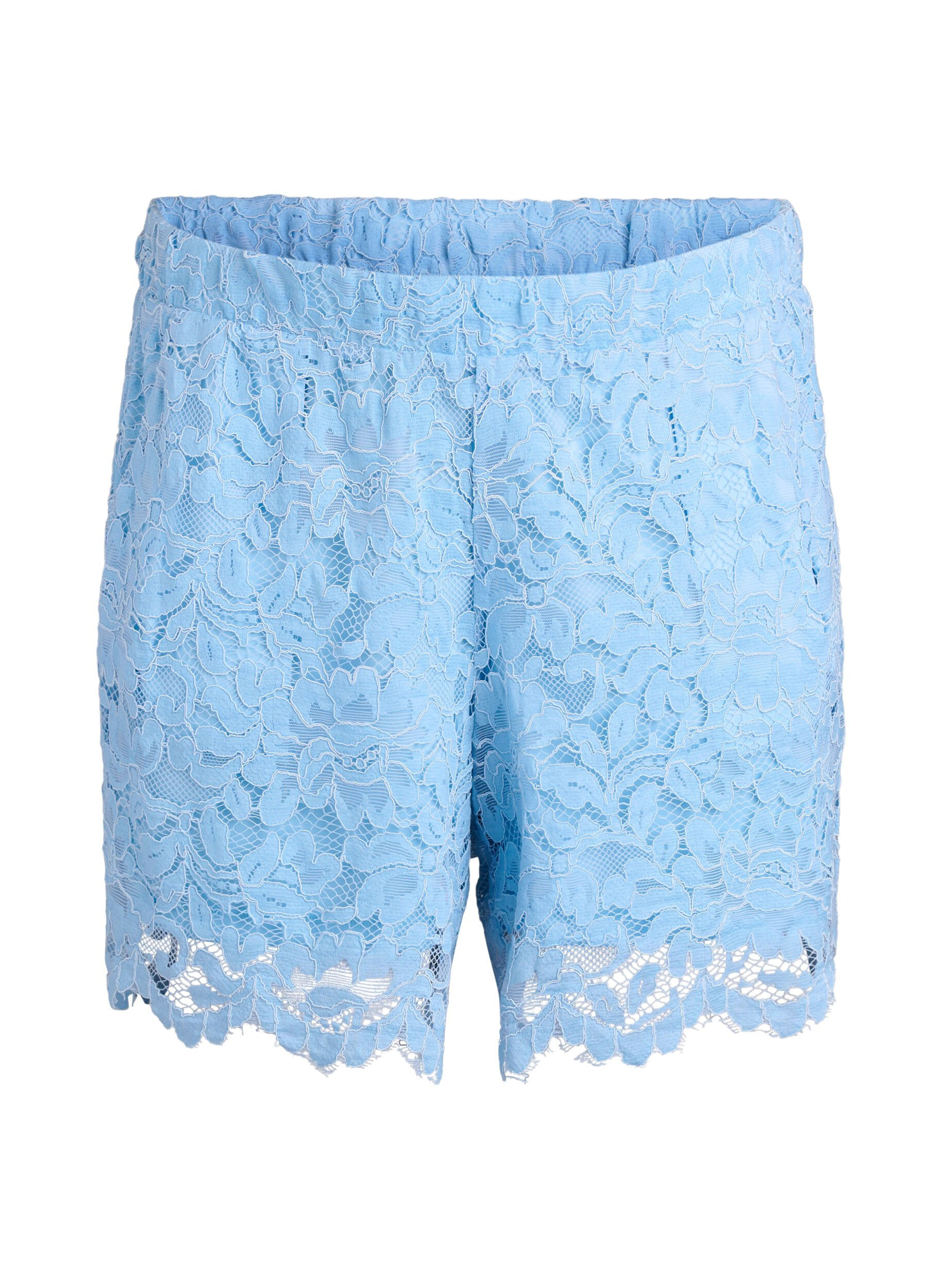 Kanten shorts met hoge taille en zakken