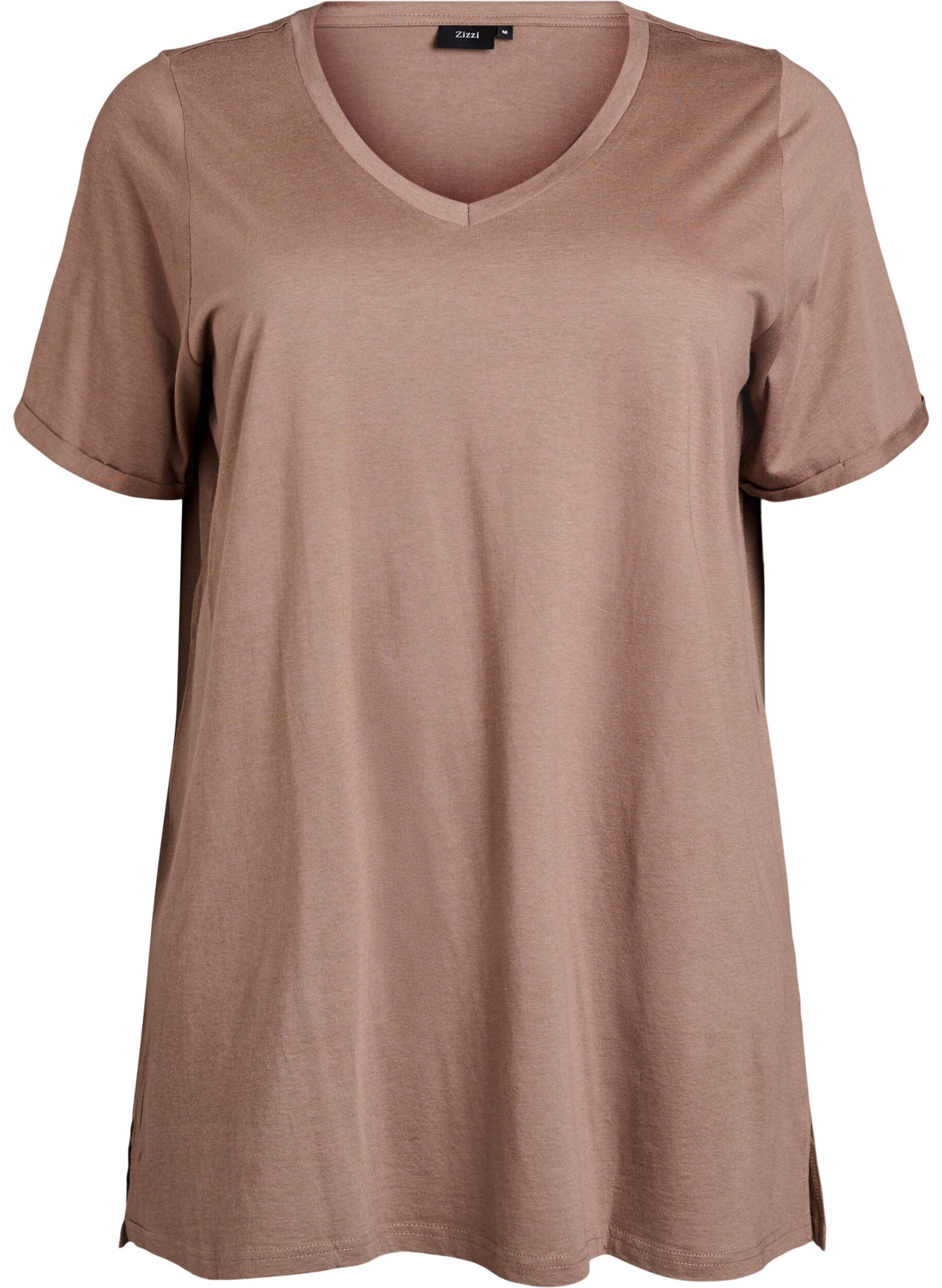 Enkelkleurig oversized T-shirt met V-hals