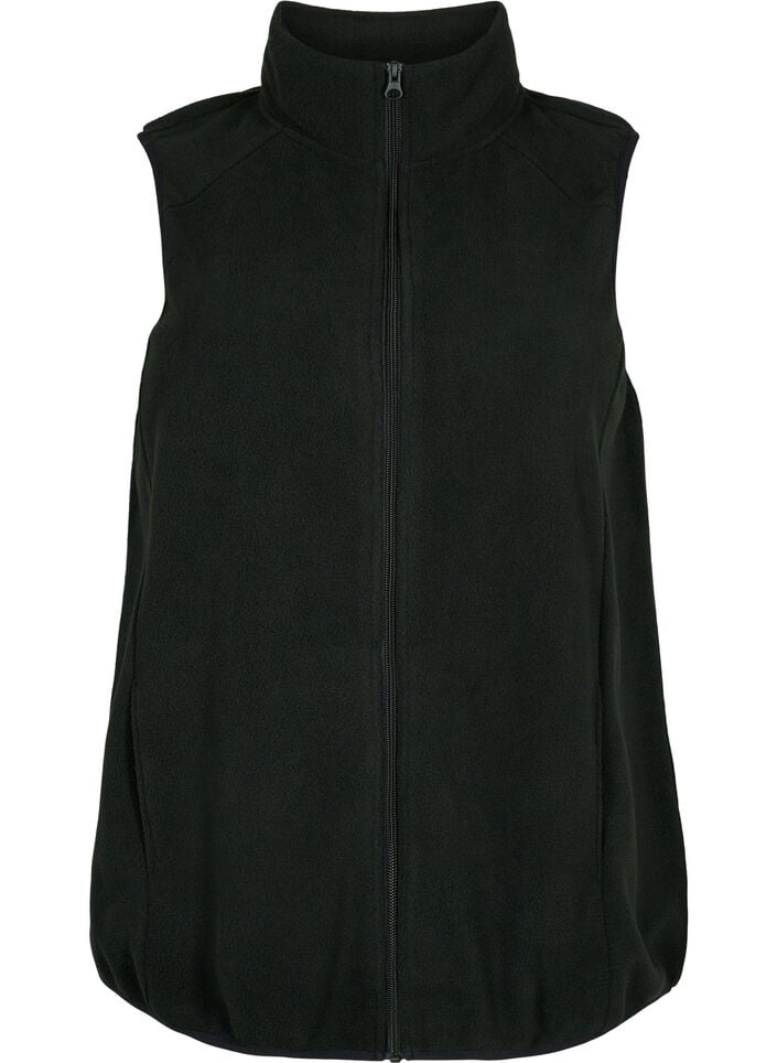 Fleece vest met zakken, Zwart, Packshot image number 0
