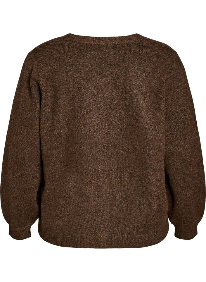 Vest met decoratieve knopen en V-hals, Bruin, Packshot image number 1