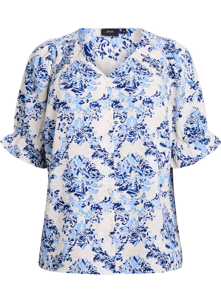 Chemisier &agrave; manches 1/2, Beige, Packshot image number 0