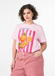 Organisch katoenen T-shirt met print aan de voorkant, Roze, Model image number 0