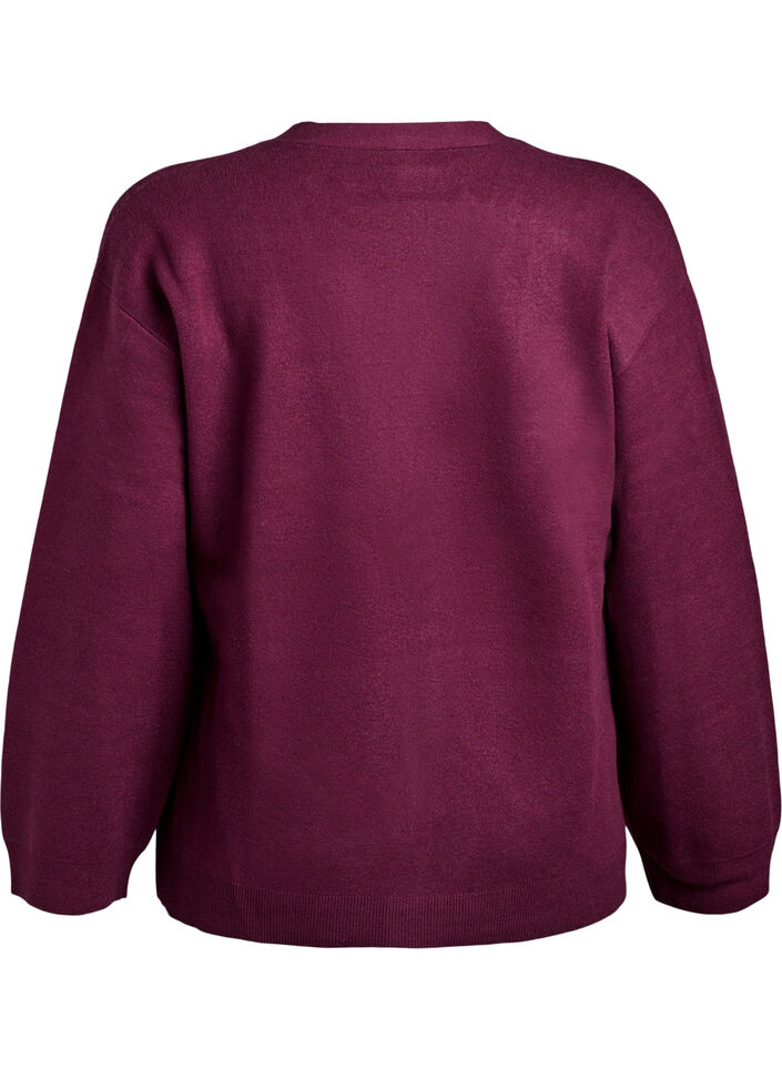 Cardigan met V-hals en wijde mouwen, Donker Bordeaux, Packshot image number 1