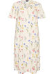 Midi jurk in linnen en viscose met ruchesmouwen, Beige, Packshot image number 0