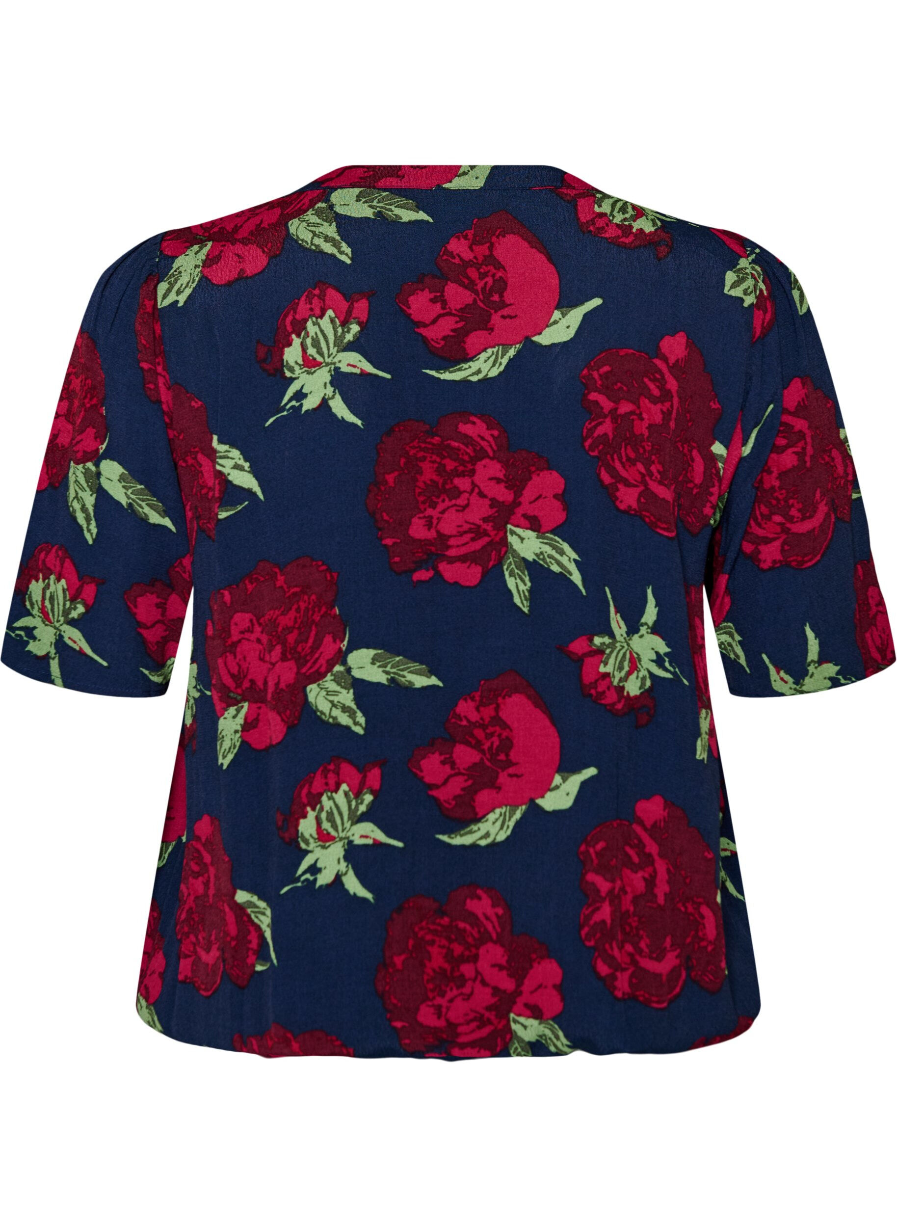 ZizziViscose blouse met bloemenprint en ballonvorm, Blauw, Packshot image number 1