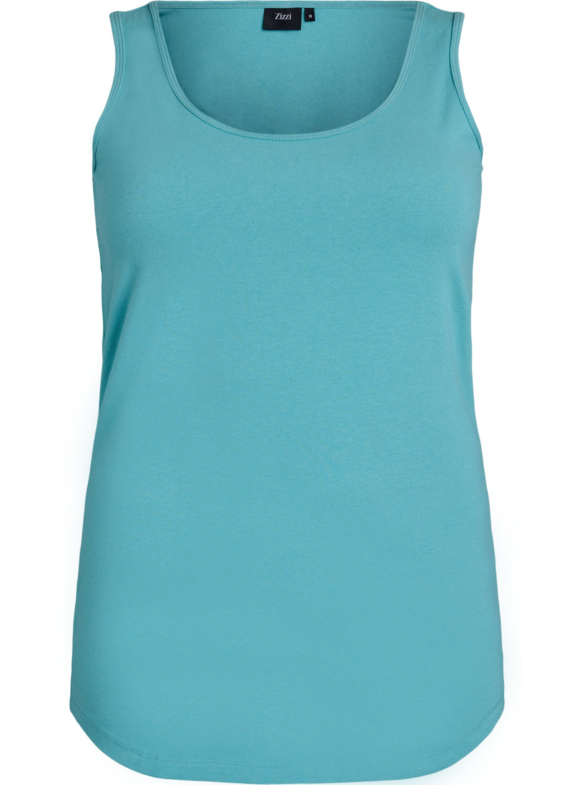 ZizziSolide kleur basis top in katoen, Blauw, Packshot image number 0