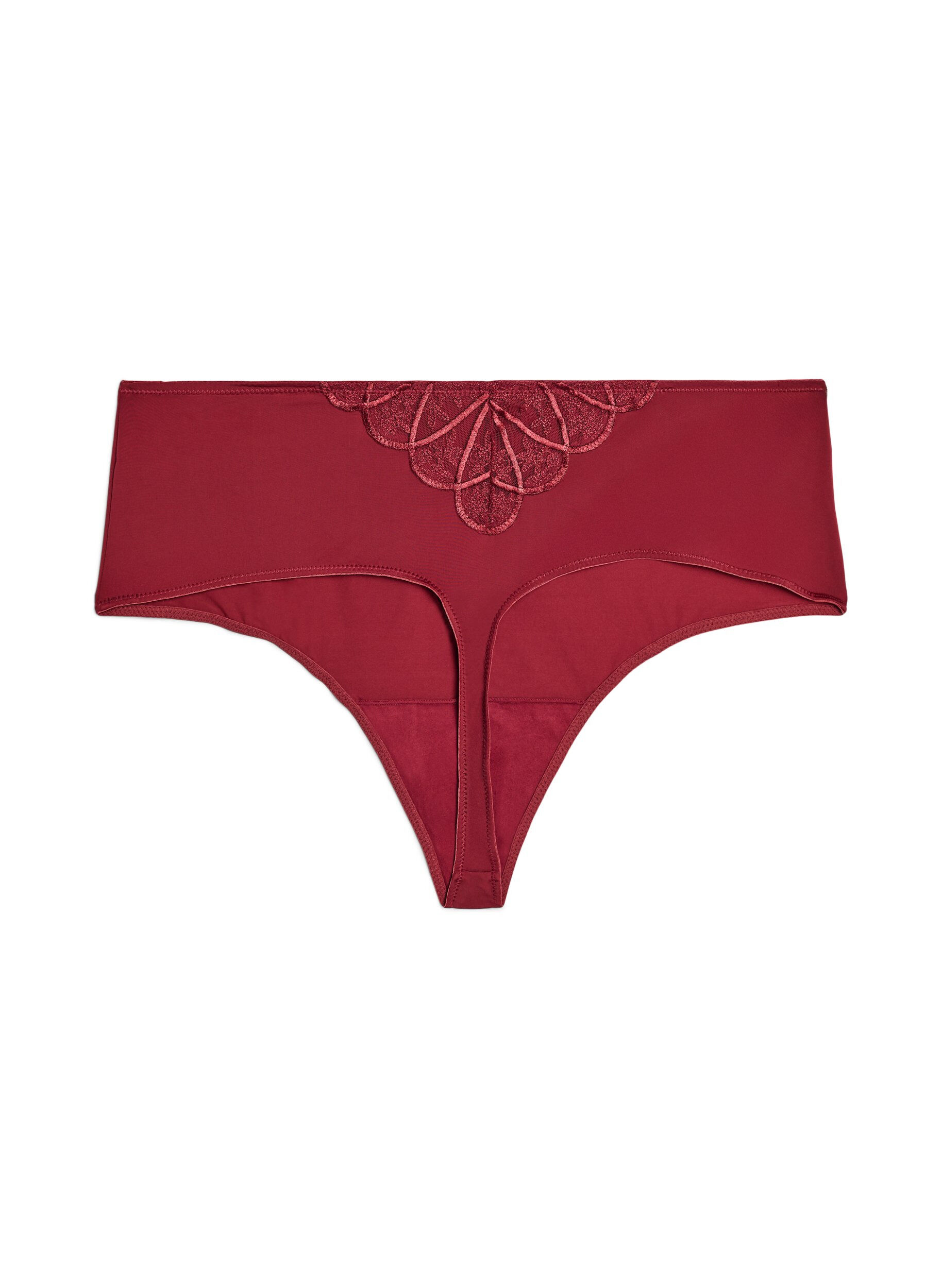 ZizziHipster string in microvezel met kanten details, Donker Bordeaux, Packshot image number 1