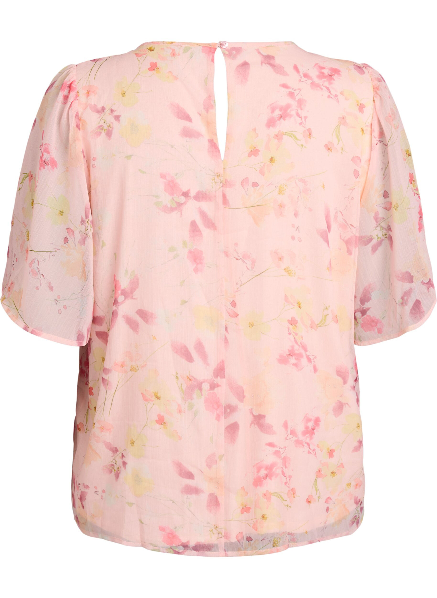 ZizziBlouse met bloemenprint en luchtige mouwen, Oranje, Packshot image number 1