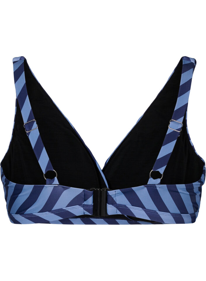Driehoekige bikinitop met strepen en een wikkel detail, Blauw, Packshot image number 1
