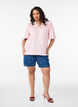 Blouse in katoen mousseline met broderie anglaise en 1/2 mouwen, Roze, Model image number 1