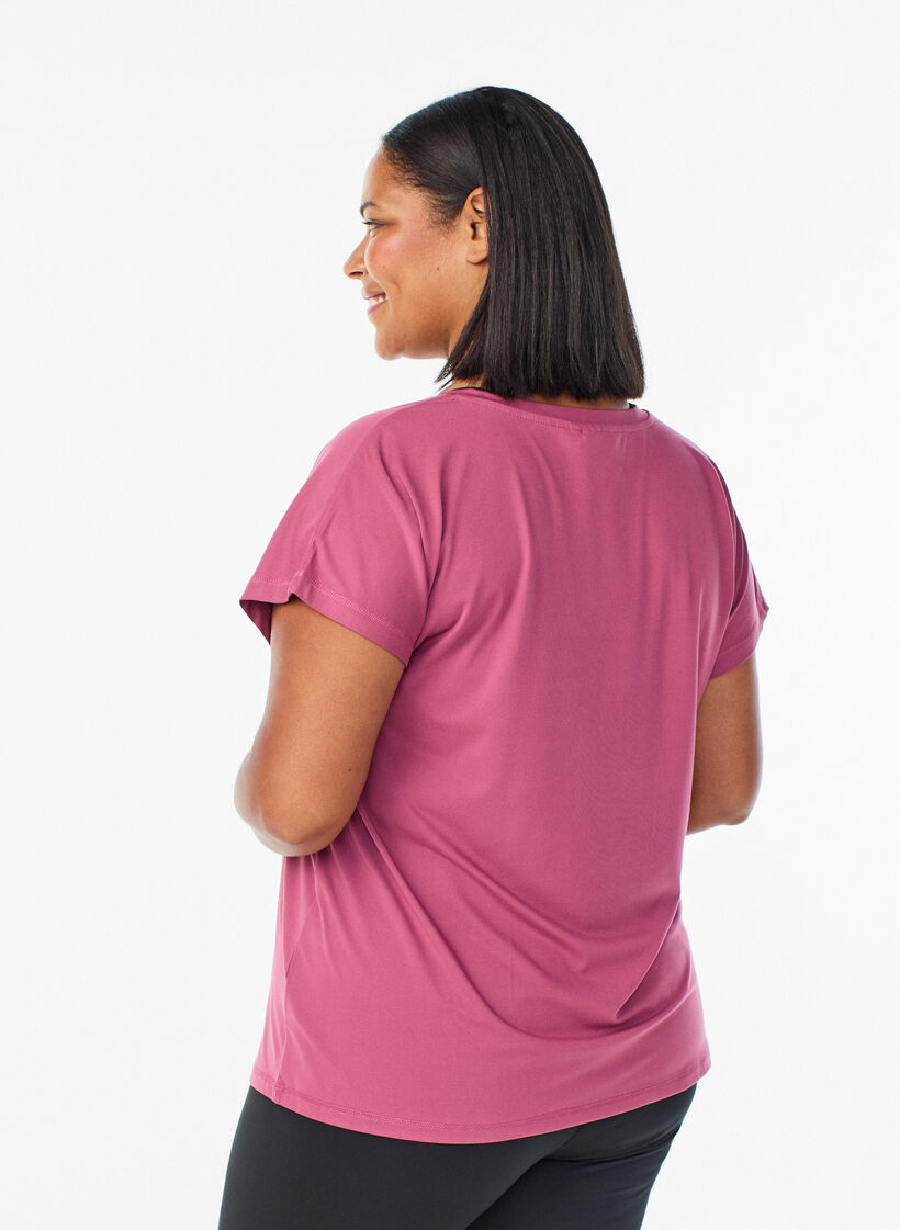 Losvallend sport T-shirt met V-hals, Rood, Model image number 2